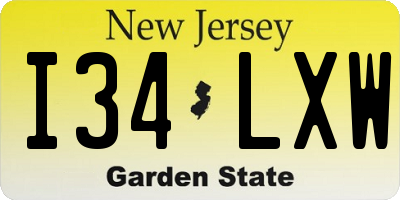 NJ license plate I34LXW