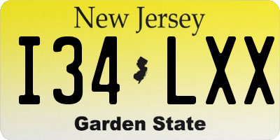 NJ license plate I34LXX
