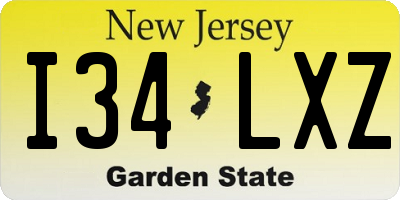 NJ license plate I34LXZ