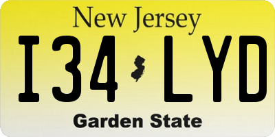 NJ license plate I34LYD