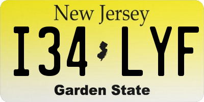 NJ license plate I34LYF