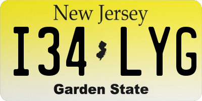 NJ license plate I34LYG