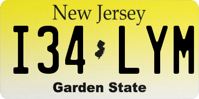 NJ license plate I34LYM