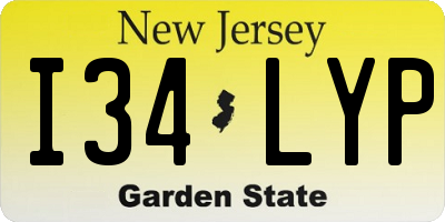 NJ license plate I34LYP