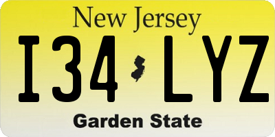 NJ license plate I34LYZ