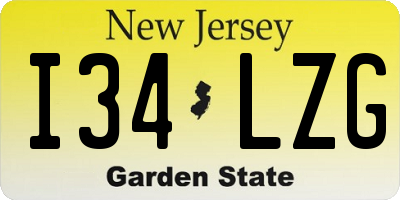 NJ license plate I34LZG