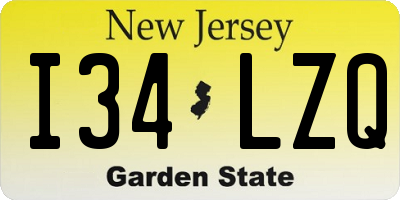 NJ license plate I34LZQ