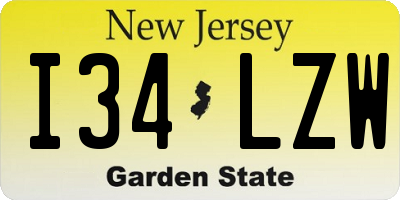 NJ license plate I34LZW
