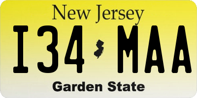 NJ license plate I34MAA