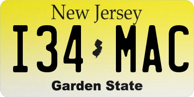 NJ license plate I34MAC