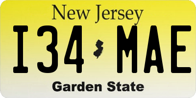 NJ license plate I34MAE