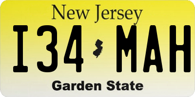 NJ license plate I34MAH