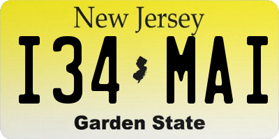 NJ license plate I34MAI