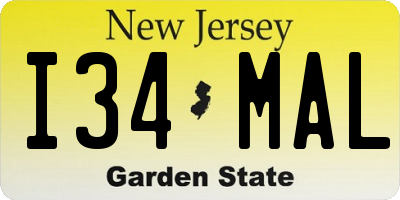 NJ license plate I34MAL