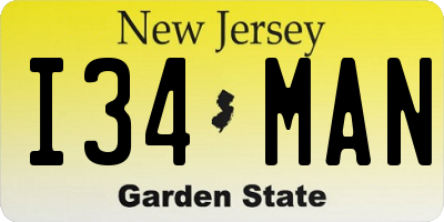 NJ license plate I34MAN