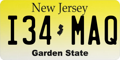 NJ license plate I34MAQ
