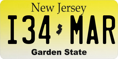 NJ license plate I34MAR
