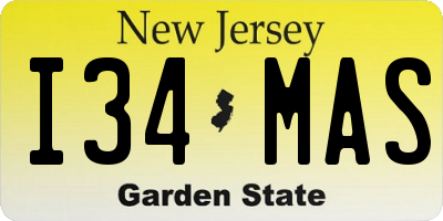 NJ license plate I34MAS