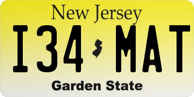 NJ license plate I34MAT