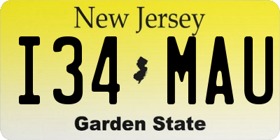 NJ license plate I34MAU