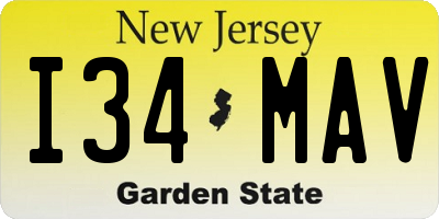 NJ license plate I34MAV