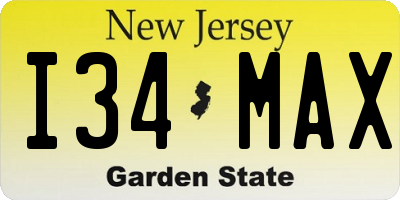 NJ license plate I34MAX