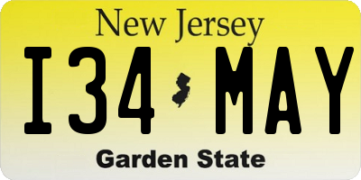 NJ license plate I34MAY