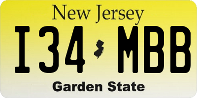 NJ license plate I34MBB