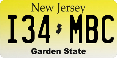 NJ license plate I34MBC