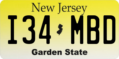 NJ license plate I34MBD