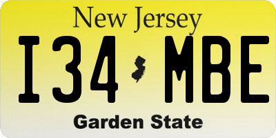 NJ license plate I34MBE