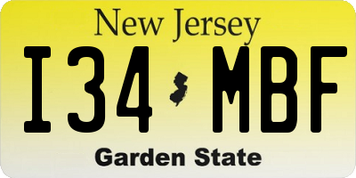 NJ license plate I34MBF