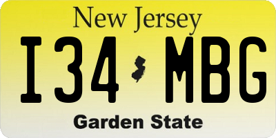 NJ license plate I34MBG