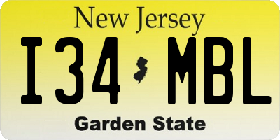 NJ license plate I34MBL