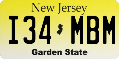 NJ license plate I34MBM