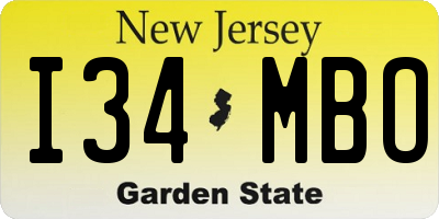 NJ license plate I34MBO