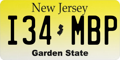 NJ license plate I34MBP