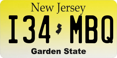 NJ license plate I34MBQ