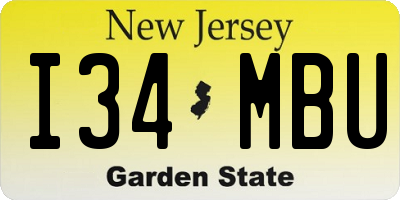 NJ license plate I34MBU