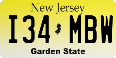 NJ license plate I34MBW