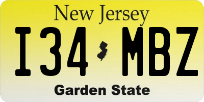 NJ license plate I34MBZ