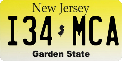NJ license plate I34MCA