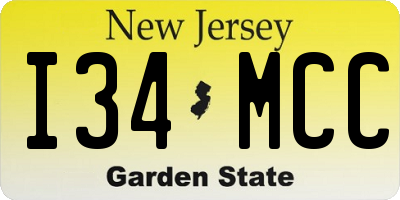 NJ license plate I34MCC