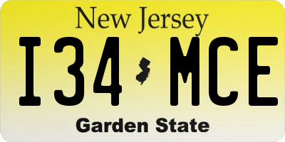 NJ license plate I34MCE