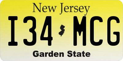 NJ license plate I34MCG