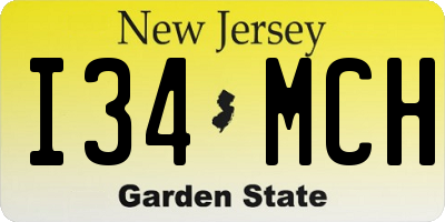 NJ license plate I34MCH