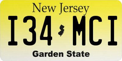 NJ license plate I34MCI