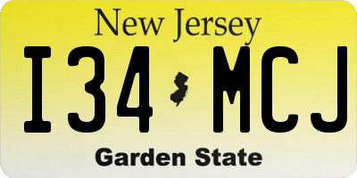 NJ license plate I34MCJ