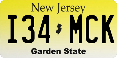 NJ license plate I34MCK