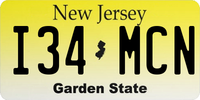 NJ license plate I34MCN